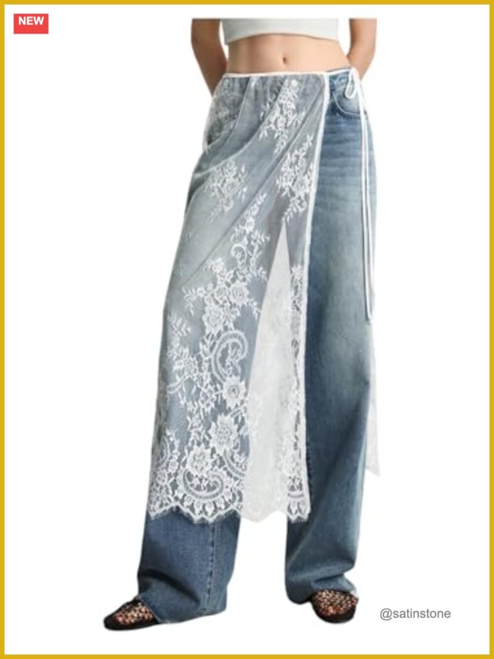 Lace Floral Wrap Skirts Tie Side Sheer Cover Up Skirts Midi